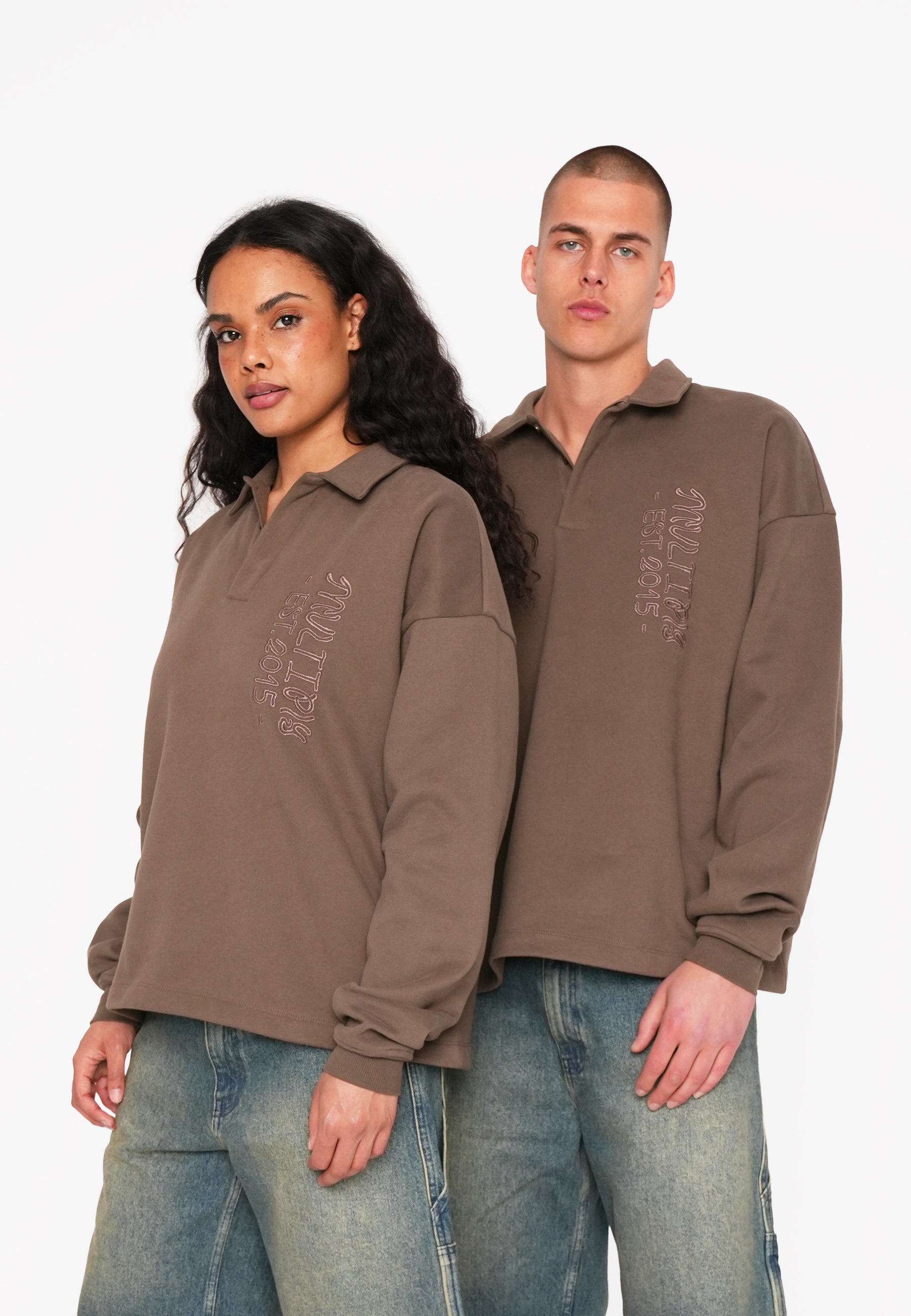 Multiply Apparel Oversize Longsleeve Polo JUMBLE Canteen – weitere Ansicht 3