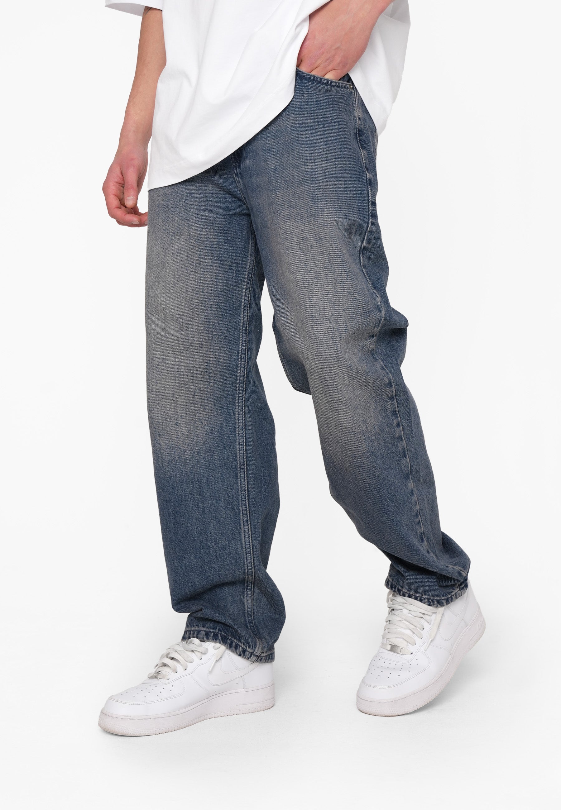Multiply Apparel Wide Straight Jeans SLICK Blue Beige – weitere Ansicht 3