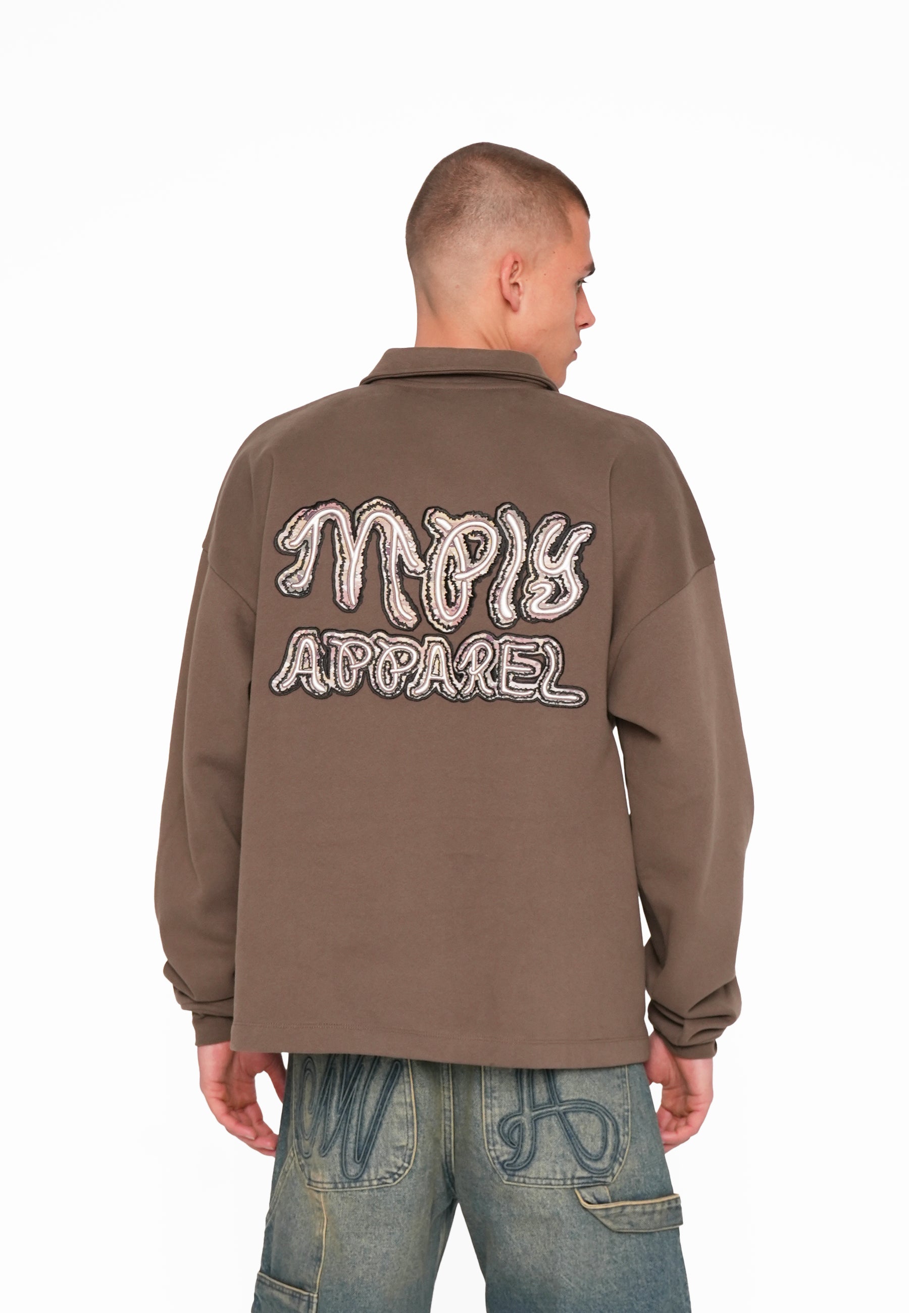 Multiply Apparel Oversize Longsleeve Polo JUMBLE Canteen – weitere Ansicht 4