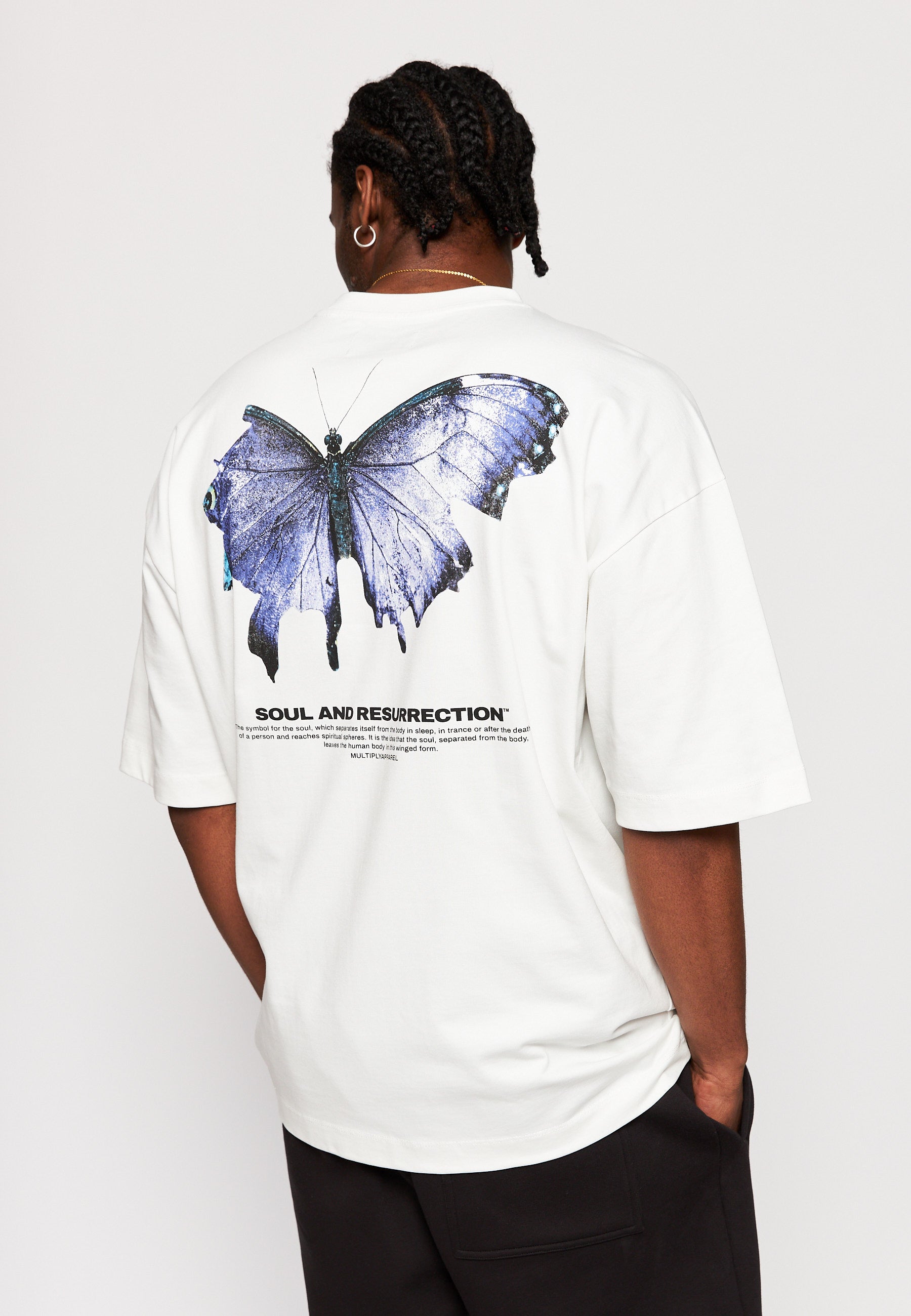 Multiply Apparel Oversize T-Shirt BUTTERFLY Snow White – weitere Ansicht 3