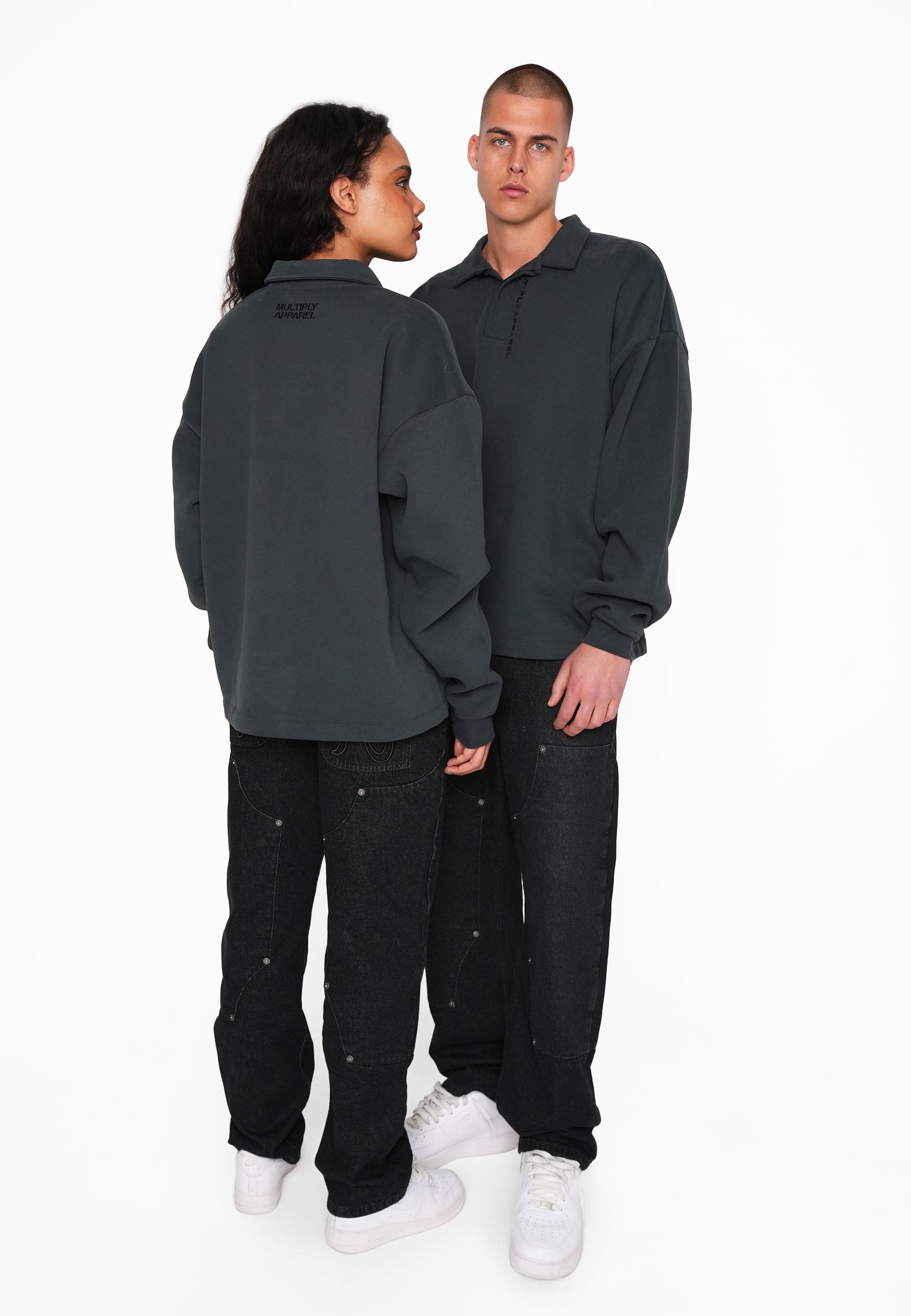 Multiply Apparel Oversize Longsleeve Polo CHUKKER Forest River – weitere Ansicht 6