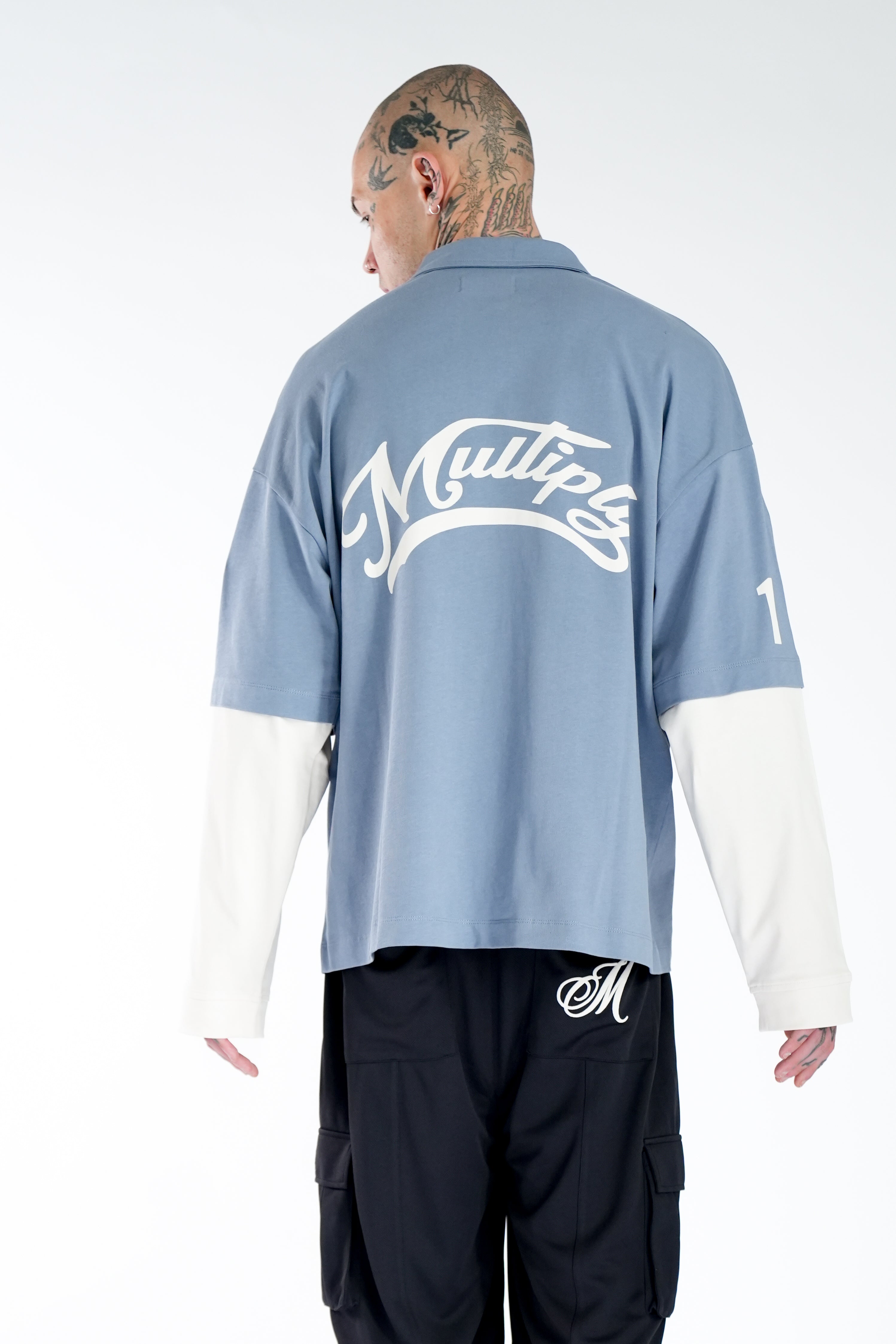 Multiply Apparel Oversize Double Polo MIRROR Flint Stone Washed – weitere Ansicht 2