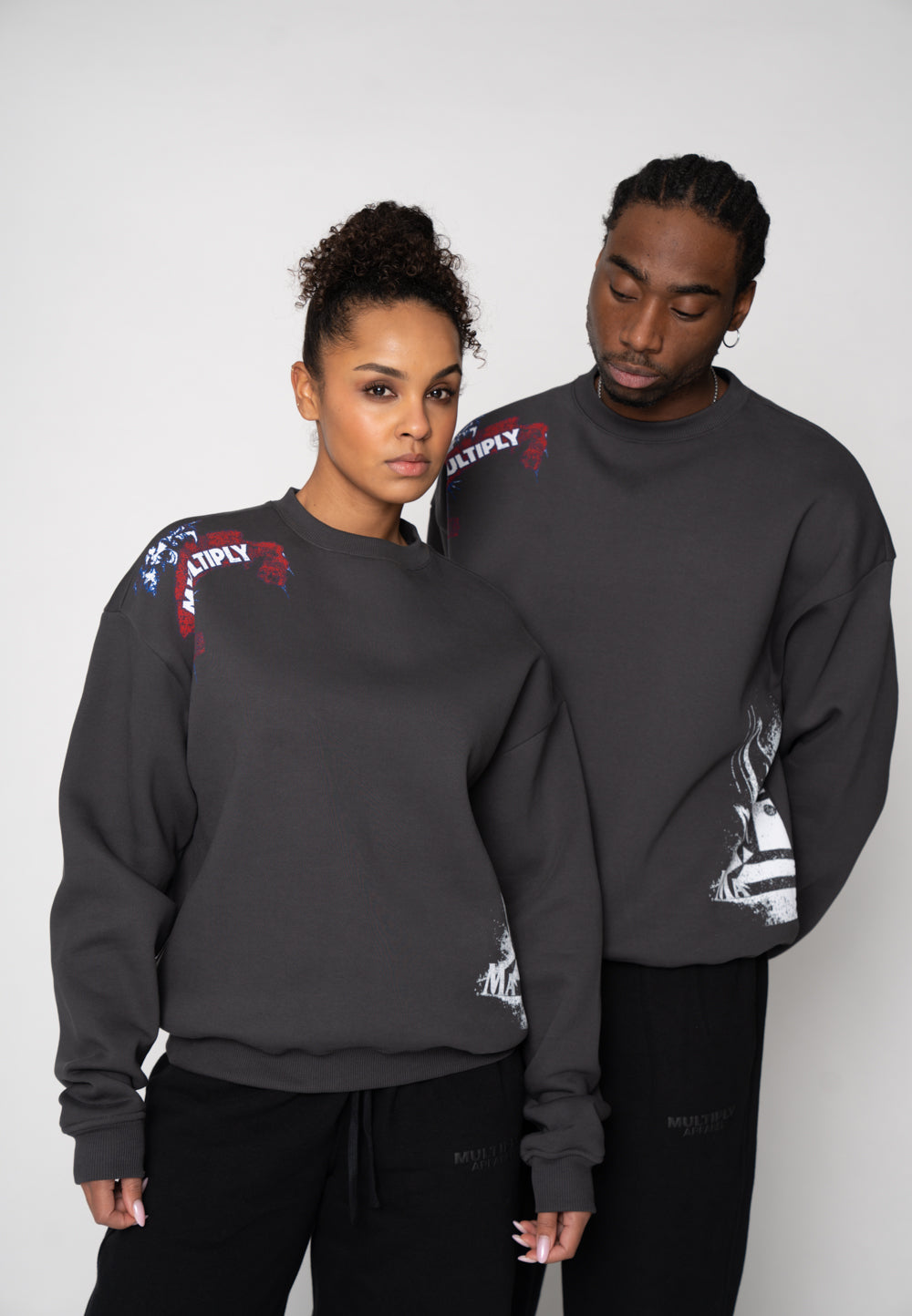 Multiply Apparel Oversize Sweatshirt SKULL SKETCH Black Soda Washed – weitere Ansicht 4