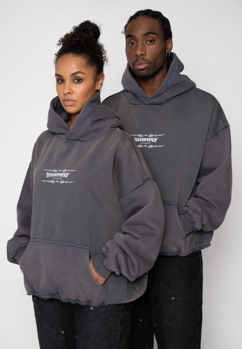 Multiply Apparel Oversize Hoodie WESTERN Ombre Blue – weitere Ansicht 4