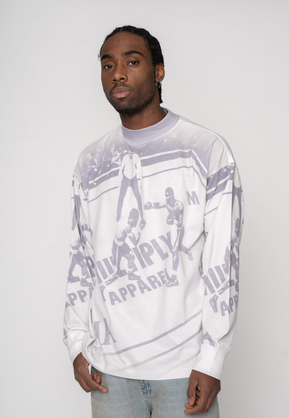 Multiply Apparel Oversize Longsleeve BOXING RING Vasporous Grey – weitere Ansicht 3