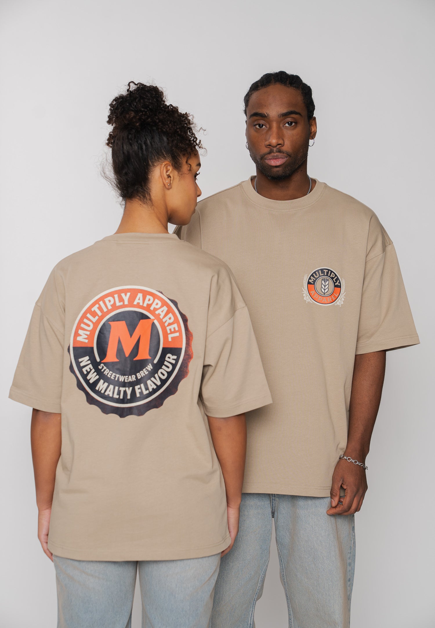 Multiply Apparel Oversize T-Shirt MALT Weathered Teak – Frontalansicht