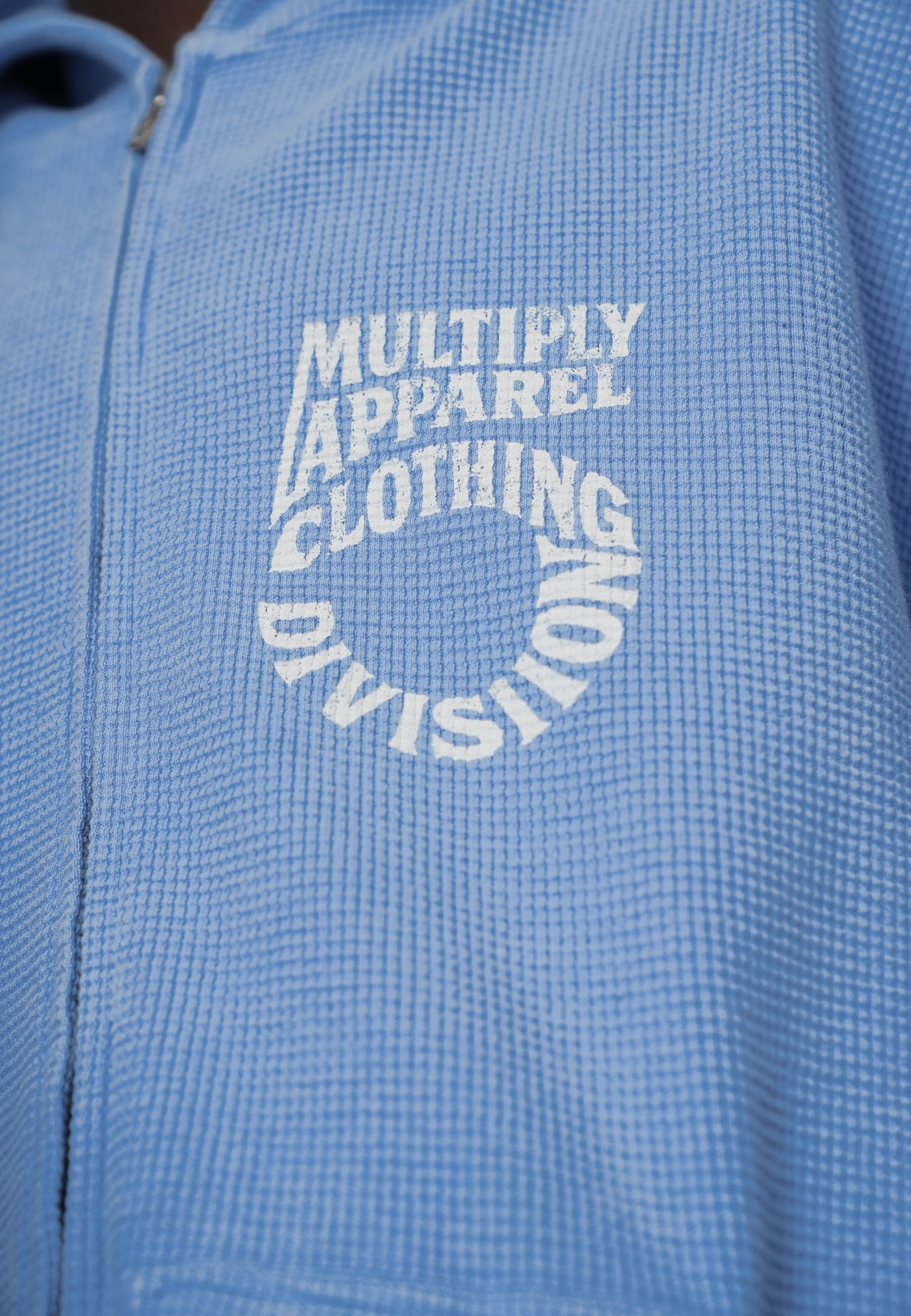 Multiply Apparel Oversize Zip Hoodie WAFFLED Azurine – weitere Ansicht 2