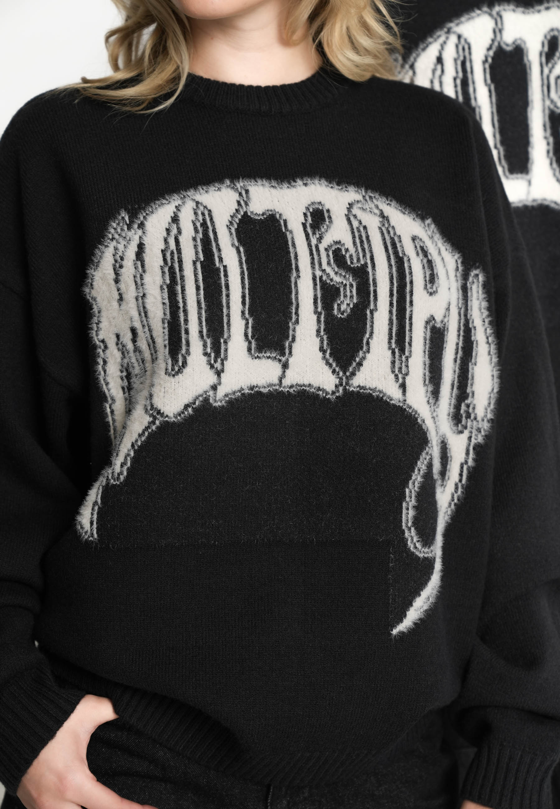 Multiply Apparel Oversize Sweatshirt NOUVEAU Black Soda Washed – weitere Ansicht 2