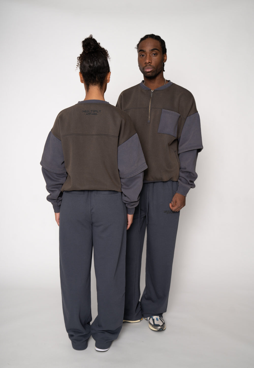 Multiply Apparel Oversize Half Zip VARIED Odyssey Grey – weitere Ansicht 6
