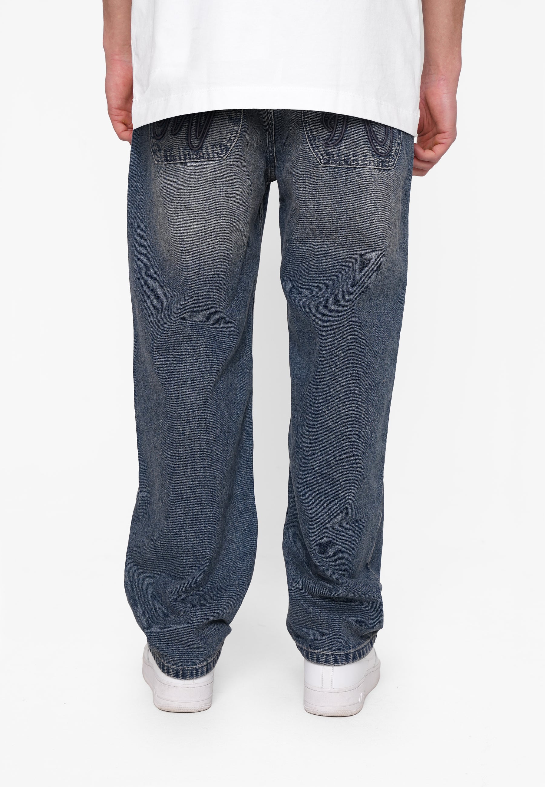 Multiply Apparel Wide Straight Jeans SLICK Blue Beige – weitere Ansicht 2