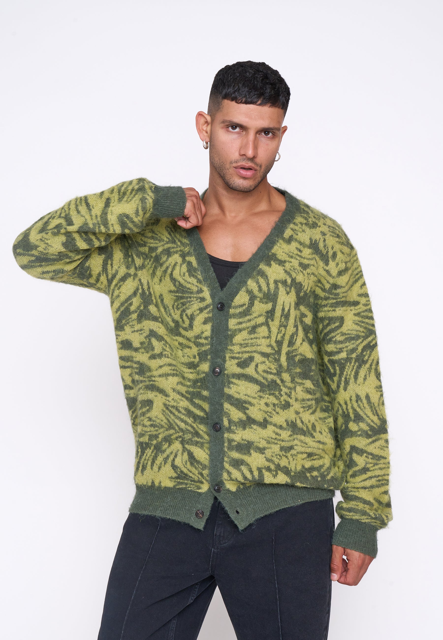 Multiply Apparel Knit Cardigan CONCRETE Four Leaf Clover – weitere Ansicht 3