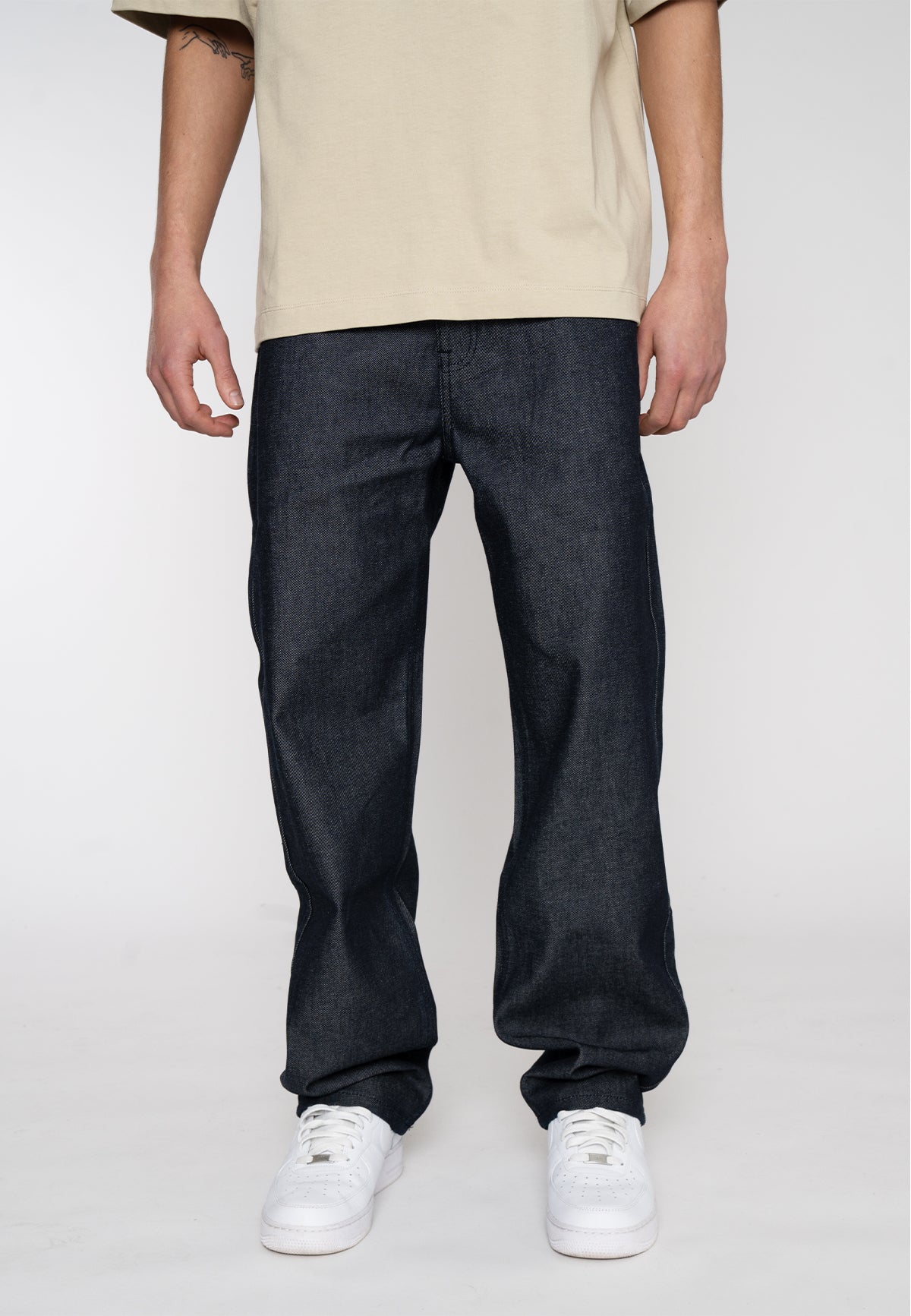 Multiply Apparel Wide Straight Jeans SLICK Blue Grey – Frontalansicht