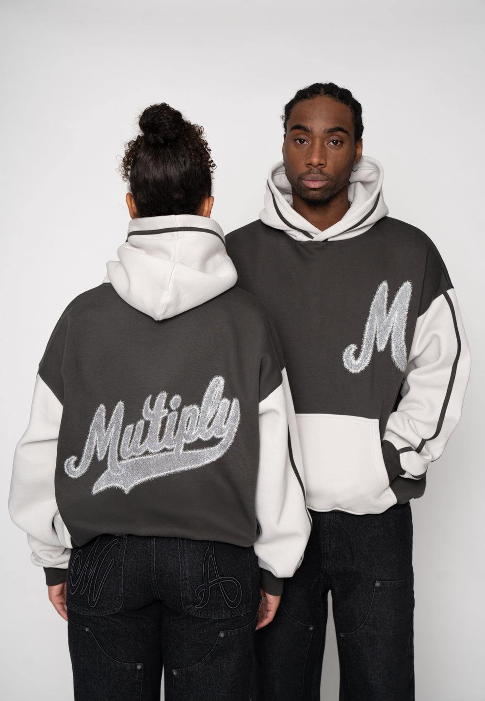 Multiply Apparel Oversize Hoodie FAUX Glacier Gray – Frontalansicht