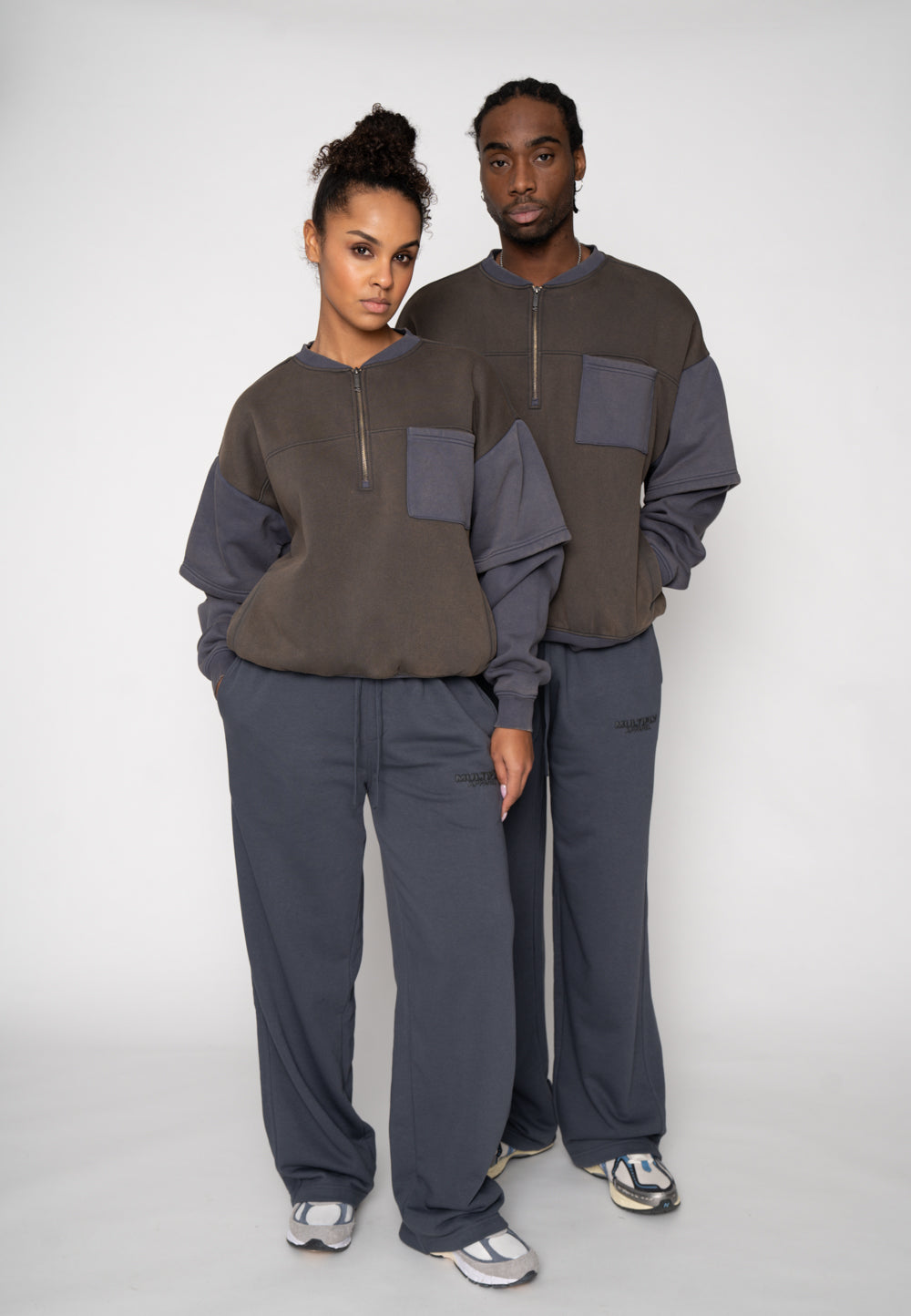 Multiply Apparel Oversize Half Zip VARIED Odyssey Grey – weitere Ansicht 3