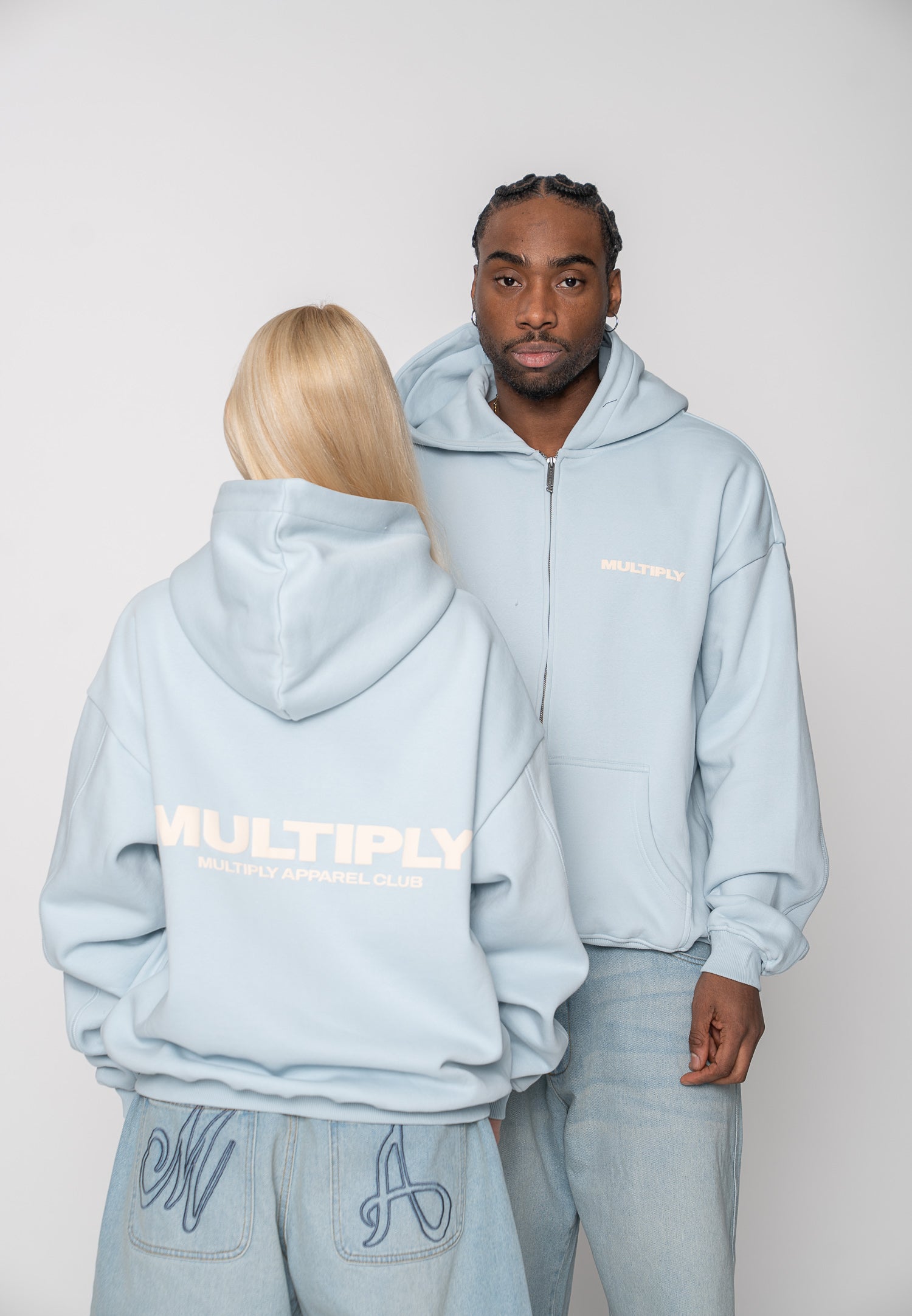 Multiply Apparel Zip Hoodie MULTIPLY Baby Blue – Frontalansicht