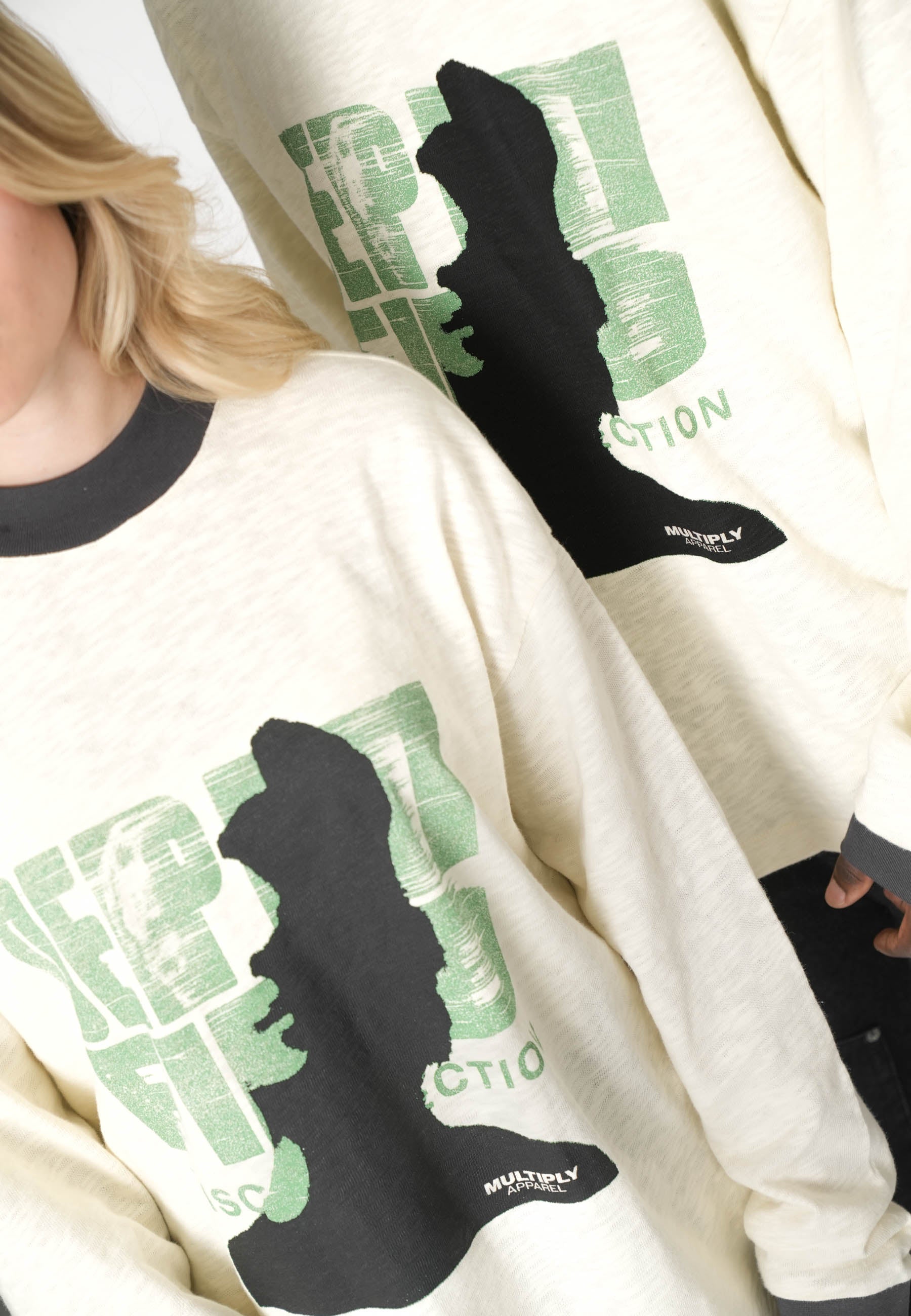 Multiply Apparel Oversize Longsleeve T-shirt DEEP FIELD Cloud Cream – weitere Ansicht 2
