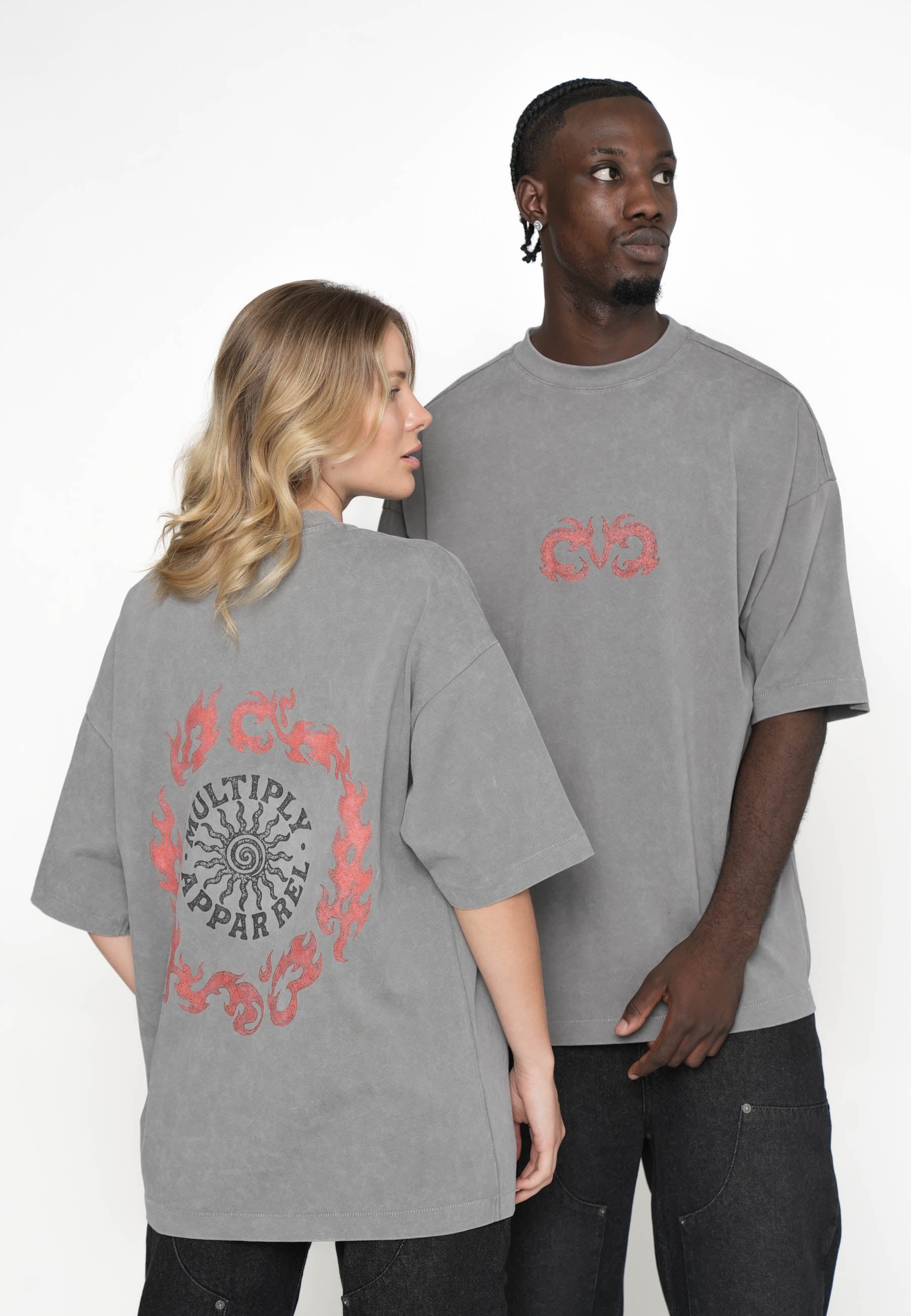 Multiply Apparel Oversize T-shirt CELTIC Gargoyle washed – Frontalansicht