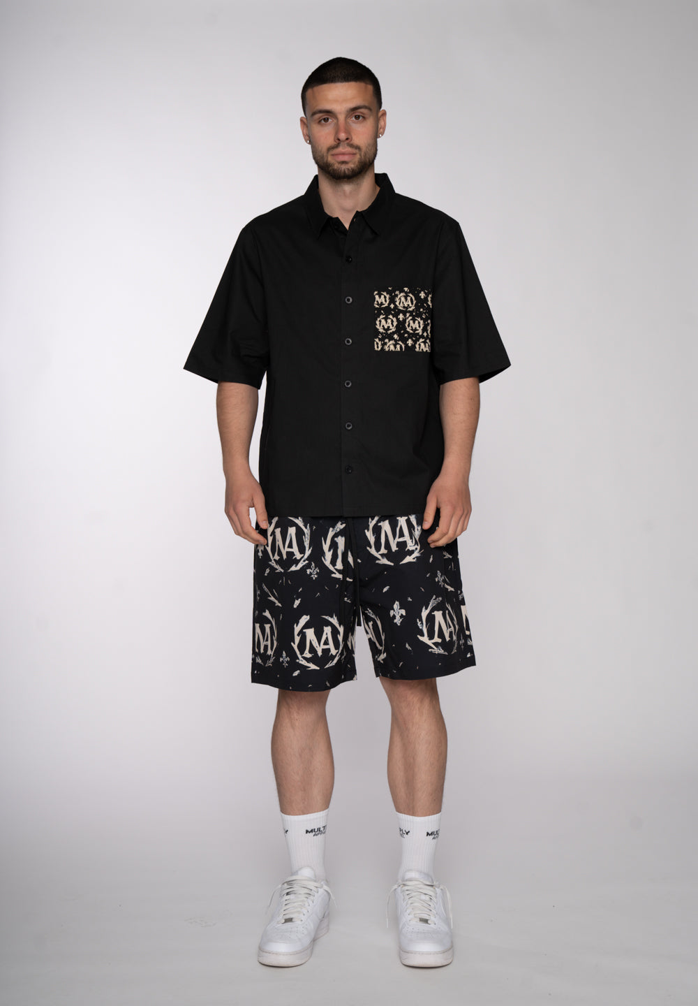 Multiply Apparel Short Sleeve Shirt CIPHER Pirate Black – weitere Ansicht 2