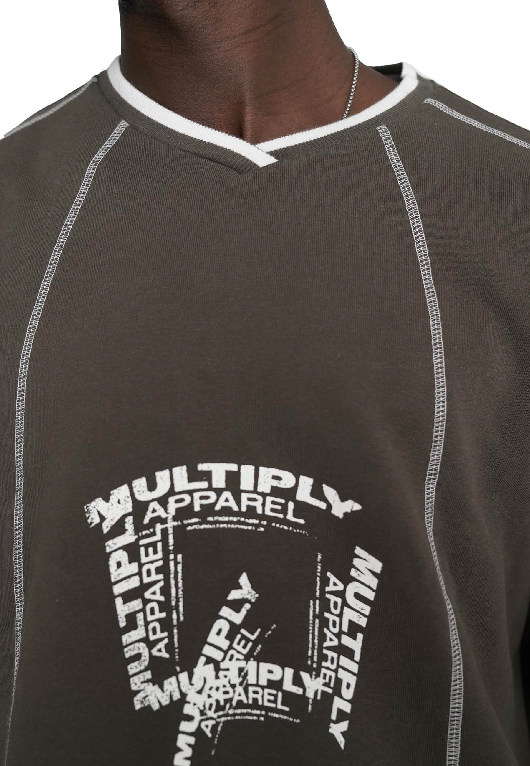 Multiply Apparel Oversize Sweater QUARTERBACK Black Olive – weitere Ansicht 2